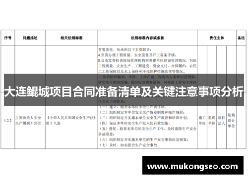 大连鲲城项目合同准备清单及关键注意事项分析